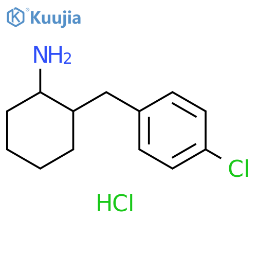 2-[(4-Chlorophenyl)methyl]cyclohexan-1-amine hydrochloride structure