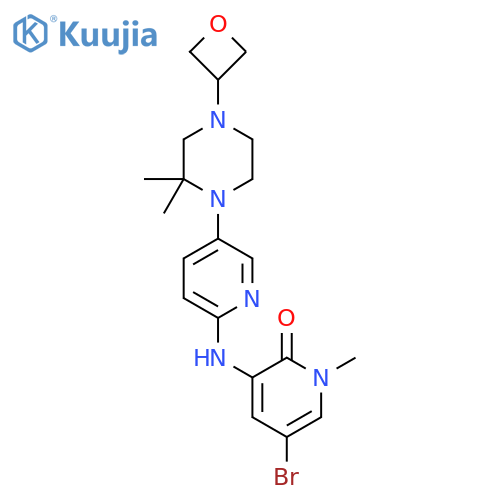 5-Bromo-3-[[5-[2,2-dimethyl-4-(oxetan-3-yl)piperazin-1-yl]-2-pyridyl]amino]-1-methyl-pyridin-2-one structure