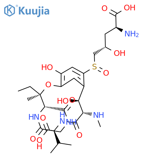 Glycine, (bR)-2-[(R)-[(2S,4S)-4-amino-4-carboxy-2-hydroxybutyl]sulfinyl]-b,5-dihydroxy-N-methyl-L-tyrosyl-L-valyl-3-hydroxy-L-isoleucyl-,cyclic (15&reg;3)-ether structure