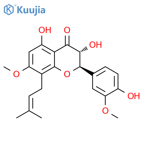 4H-1-Benzopyran-4-one, 2,3-dihydro-3,5-dihydroxy-2-(4-hydroxy-3-methoxyphenyl)-7-methoxy-8-(3-methyl-2-buten-1-yl)-, (2R,3R)- structure