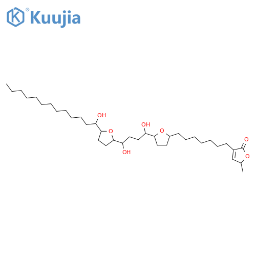 2(5H)-Furanone,3-[7-[(2R,5S)-5-[(1S,4R)-1,4-dihydroxy-4-[(2R,5R)-tetrahydro-5-[(1R)-1-hydroxytridecyl]-2-furanyl]butyl]tetrahydro-2-furanyl]heptyl]-5-methyl-,(5S)- structure