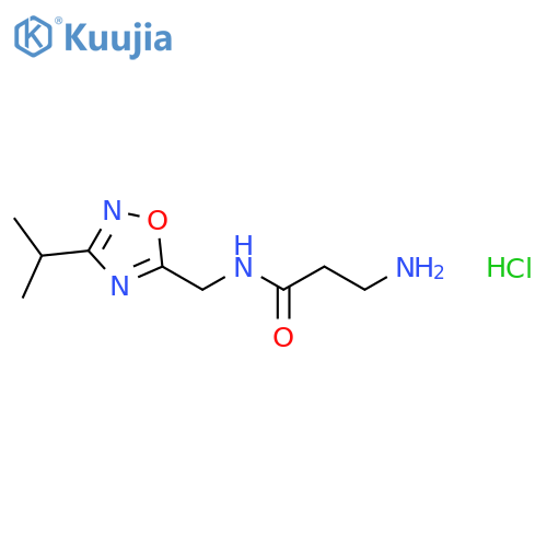3-amino-N-{[3-(propan-2-yl)-1,2,4-oxadiazol-5-yl]methyl}propanamide hydrochloride structure
