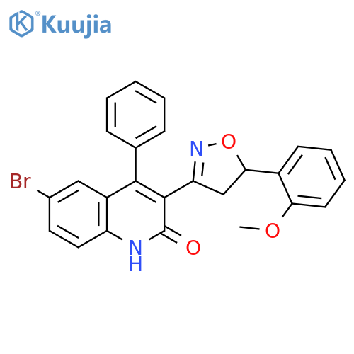 6-bromo-3-5-(2-methoxyphenyl)-4,5-dihydro-1,2-oxazol-3-yl-4-phenyl-1,2-dihydroquinolin-2-one structure