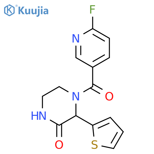 4-[(6-Fluoro-3-pyridinyl)carbonyl]-3-(2-thienyl)-2-piperazinone structure
