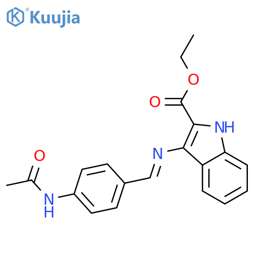 1H-Indole-2-carboxylicacid, 3-[[[4-(acetylamino)phenyl]methylene]amino]-, ethyl ester structure