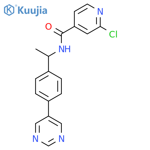 2-Chloro-N-[1-(4-pyrimidin-5-ylphenyl)ethyl]pyridine-4-carboxamide structure