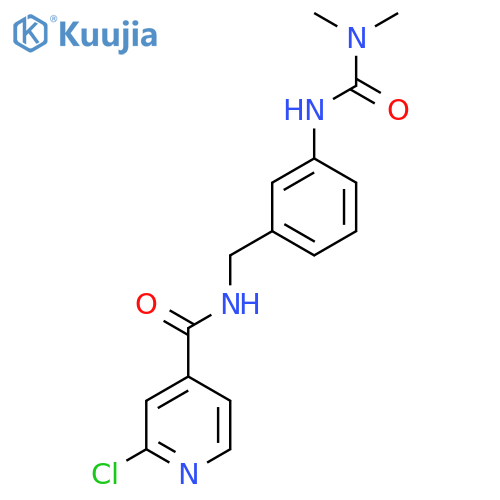 2-Chloro-N-[[3-(dimethylcarbamoylamino)phenyl]methyl]pyridine-4-carboxamide structure