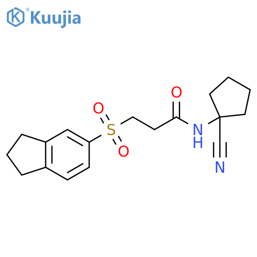 N-(1-Cyanocyclopentyl)-3-[(2,3-dihydro-1H-inden-5-yl)sulfonyl]propanamide structure