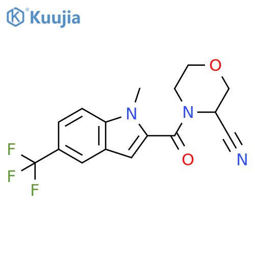 4-[[1-Methyl-5-(trifluoromethyl)-1H-indol-2-yl]carbonyl]-3-morpholinecarbonitrile structure