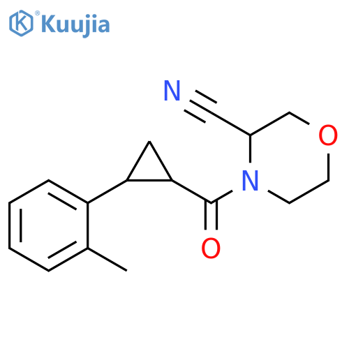 4-2-(2-methylphenyl)cyclopropanecarbonylmorpholine-3-carbonitrile structure