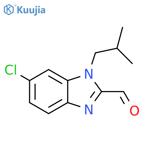 6-chloro-1-(2-methylpropyl)-1H-1,3-benzodiazole-2-carbaldehyde structure