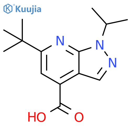 6-tert-butyl-1-(propan-2-yl)-1H-pyrazolo[3,4-b]pyridine-4-carboxylic acid structure