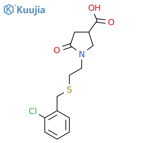 1-{2-(2-Chlorobenzyl)thioethyl}-5-oxopyrrolidine-3-carboxylic acid structure