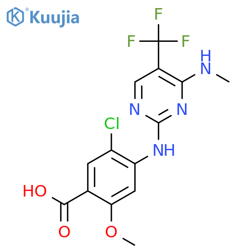 5-Chloro-2-methoxy-4-((4-(methylamino)-5-(trifluoromethyl)pyrimidin-2-yl)amino)benzoic acid structure