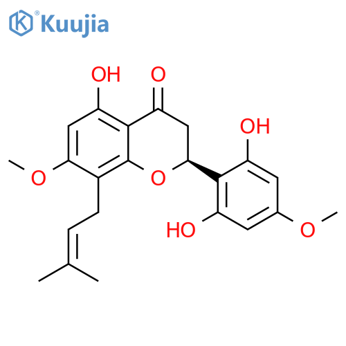 4H-1-Benzopyran-4-one,2-(2,6-dihydroxy-4-methoxyphenyl)-2,3-dihydro-5-hydroxy-7-methoxy-8-(3-methyl-2-buten-1-yl)-,(2S)- structure