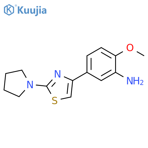 2-Methoxy-5-(2-pyrrolidin-1-yl-thiazol-4-yl)-phenylamine structure