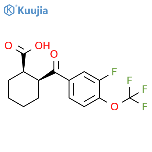 cis-2-[3-Fluoro-4-(trifluoromethoxy)benzoyl]cyclohexane-1-carboxylic acid structure