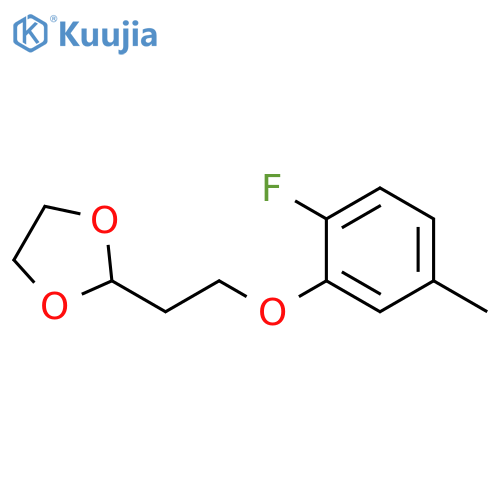 2-[2-(2-fluoro-5-methylphenoxy)ethyl]-1,3-dioxolane structure