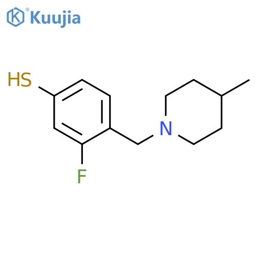 3-fluoro-4-[(4-methylpiperidin-1-yl)methyl]benzenethiol structure