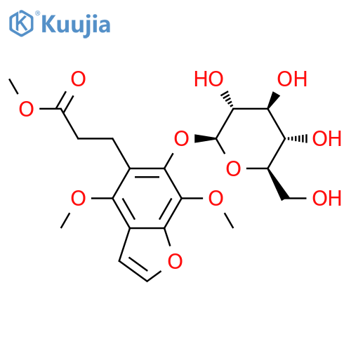 5-Benzofuranpropanoic acid, 6-(β-D-glucopyranosyloxy)-4,7-dimethoxy-, methyl ester structure