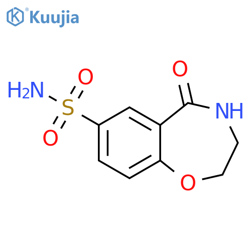 5-oxo-2,3,4,5-tetrahydro-1,4-benzoxazepine-7-sulfonamide structure