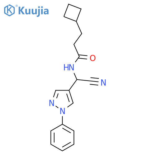 N-[cyano(1-phenyl-1H-pyrazol-4-yl)methyl]-3-cyclobutylpropanamide structure