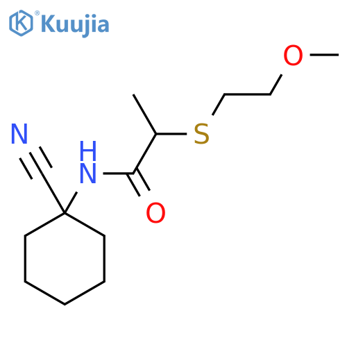 N-(1-cyanocyclohexyl)-2-(2-methoxyethyl)sulfanylpropanamide structure