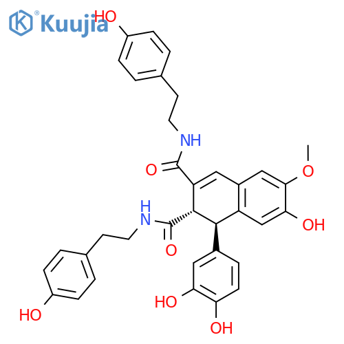 2,7'-Cyclo-3',4,4',5-tetrahydroxy-8,8'-lign-7-ene-9,9'-dioic acid; (7'RS,8'SR)-form, 5-Me ether, bis[2-(4-hydroxyphenyl)ethyl]amide structure