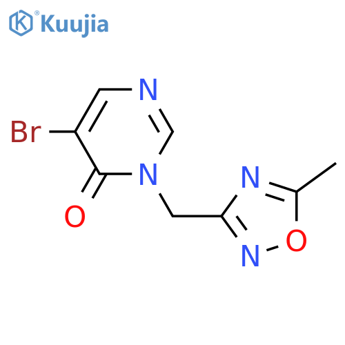 5-bromo-3-(5-methyl-1,2,4-oxadiazol-3-yl)methyl-3,4-dihydropyrimidin-4-one structure