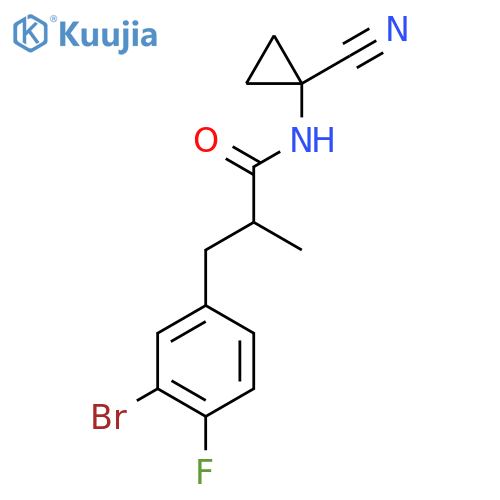 3-(3-bromo-4-fluorophenyl)-N-(1-cyanocyclopropyl)-2-methylpropanamide structure