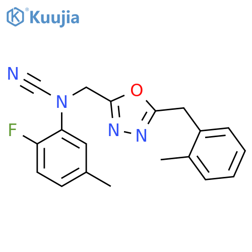 Cyanamide, N-(2-fluoro-5-methylphenyl)-N-[[5-[(2-methylphenyl)methyl]-1,3,4-oxadiazol-2-yl]methyl]- structure