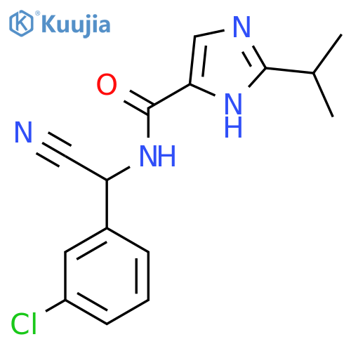 N-[(3-chlorophenyl)(cyano)methyl]-2-(propan-2-yl)-1H-imidazole-4-carboxamide structure