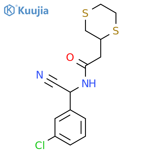 N-(3-chlorophenyl)(cyano)methyl-2-(1,4-dithian-2-yl)acetamide structure