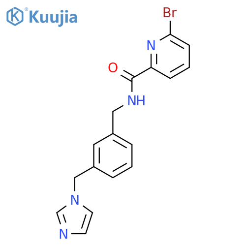 6-bromo-N-({3-[(1H-imidazol-1-yl)methyl]phenyl}methyl)pyridine-2-carboxamide structure