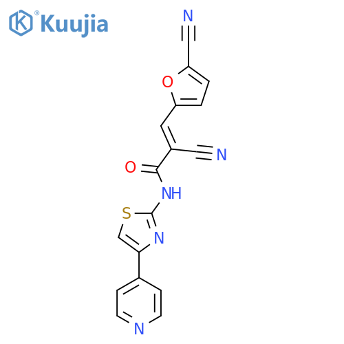 2-cyano-3-(5-cyanofuran-2-yl)-N-[4-(pyridin-4-yl)-1,3-thiazol-2-yl]prop-2-enamide structure