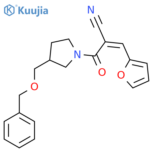 2-{3-(benzyloxy)methylpyrrolidine-1-carbonyl}-3-(furan-2-yl)prop-2-enenitrile structure