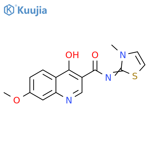 7-methoxy-N-(3-methyl-2,3-dihydro-1,3-thiazol-2-ylidene)-4-oxo-1,4-dihydroquinoline-3-carboxamide structure