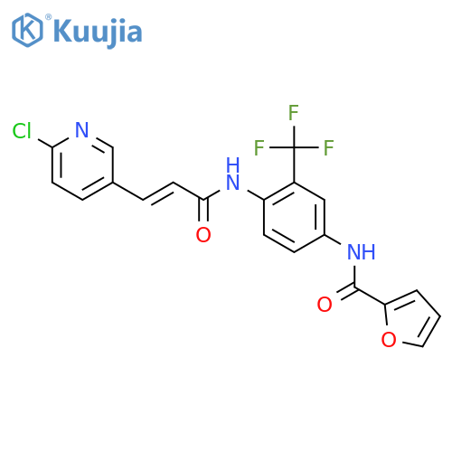 N-{4-[3-(6-chloropyridin-3-yl)prop-2-enamido]-3-(trifluoromethyl)phenyl}furan-2-carboxamide structure
