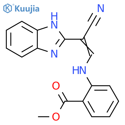 methyl 2-{[(1E)-2-(1H-1,3-benzodiazol-2-yl)-2-cyanoeth-1-en-1-yl]amino}benzoate structure