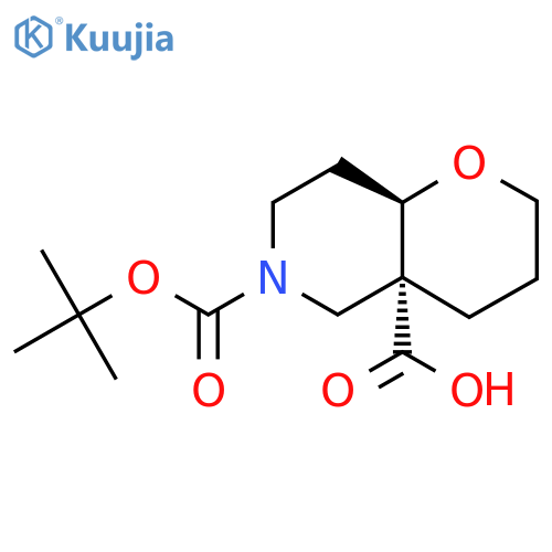 cis-6-(tert-Butoxycarbonyl)octahydro-2H-pyrano[3,2-c]pyridine-4a-carboxylic acid structure