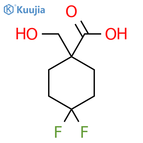 4,4-difluoro-1-(hydroxymethyl)cyclohexane-1-carboxylic acid structure