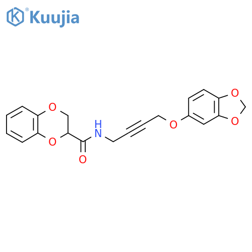 N-4-(2H-1,3-benzodioxol-5-yloxy)but-2-yn-1-yl-2,3-dihydro-1,4-benzodioxine-2-carboxamide structure