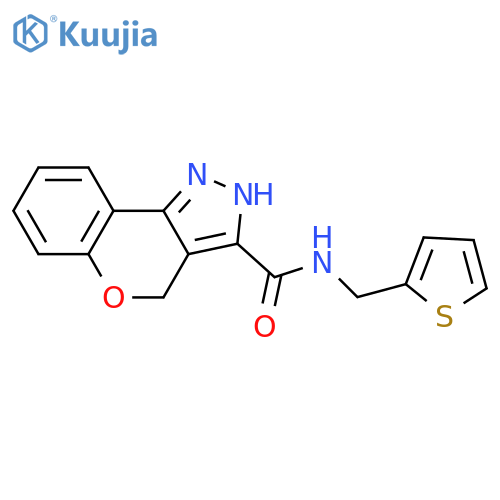 N-(thiophen-2-yl)methyl-2H,4H-chromeno4,3-cpyrazole-3-carboxamide structure