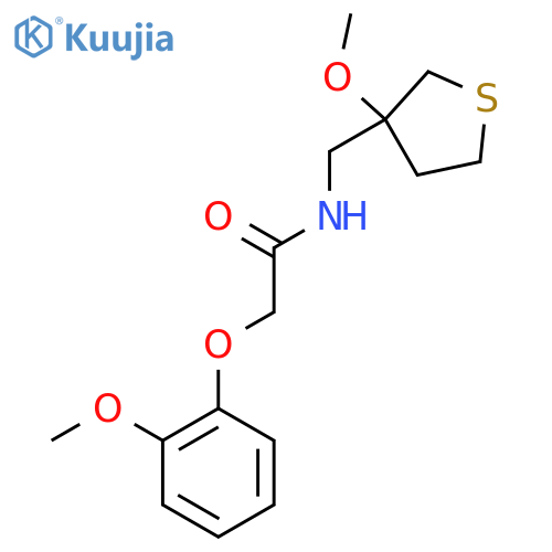 2-(2-methoxyphenoxy)-N-(3-methoxythiolan-3-yl)methylacetamide structure