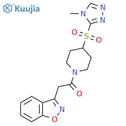 2-(1,2-benzoxazol-3-yl)-1-{4-(4-methyl-4H-1,2,4-triazol-3-yl)sulfonylpiperidin-1-yl}ethan-1-one structure