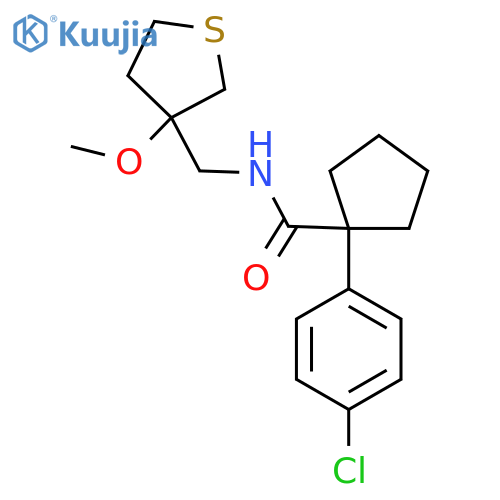 1-(4-chlorophenyl)-N-(3-methoxythiolan-3-yl)methylcyclopentane-1-carboxamide structure