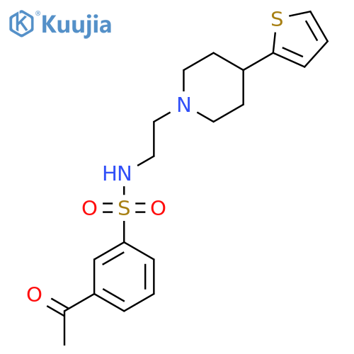 3-acetyl-N-{2-[4-(thiophen-2-yl)piperidin-1-yl]ethyl}benzene-1-sulfonamide structure