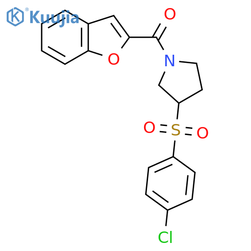 1-(1-benzofuran-2-carbonyl)-3-(4-chlorobenzenesulfonyl)pyrrolidine structure