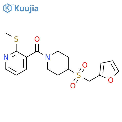3-{4-(furan-2-yl)methanesulfonylpiperidine-1-carbonyl}-2-(methylsulfanyl)pyridine structure