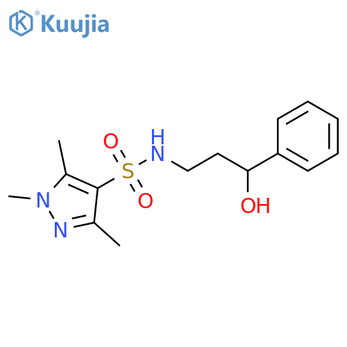 N-(3-hydroxy-3-phenylpropyl)-1,3,5-trimethyl-1H-pyrazole-4-sulfonamide structure